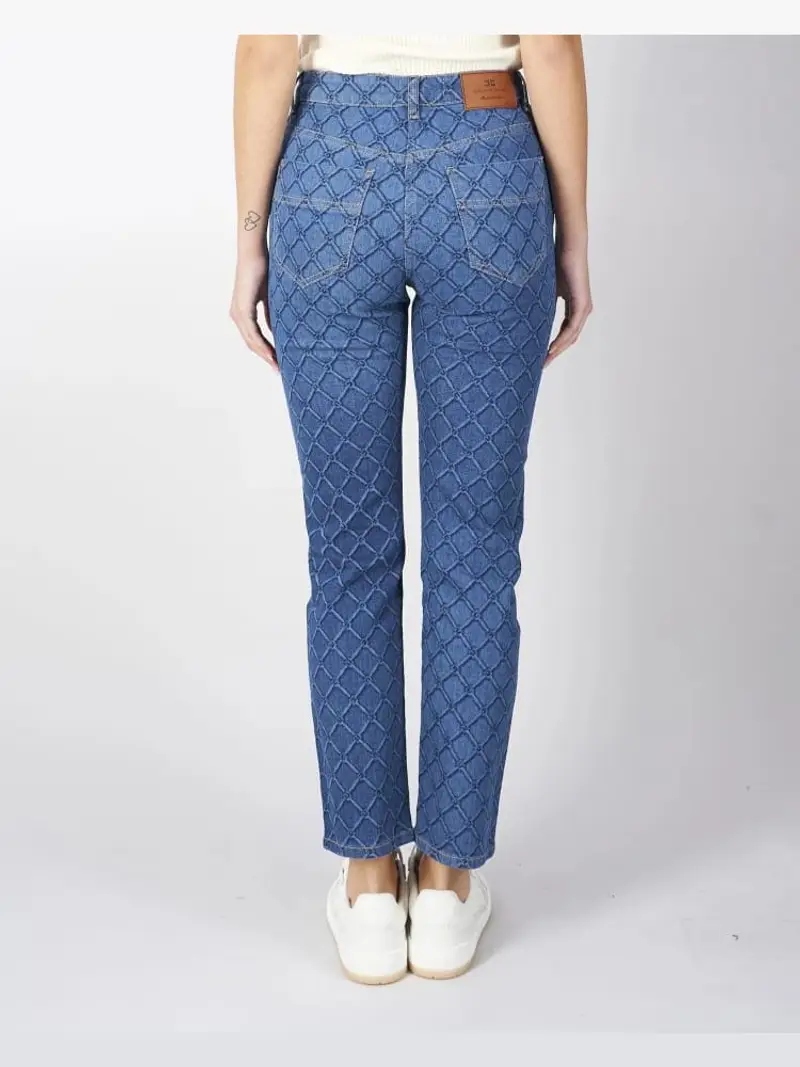 Elisabetta Franchi pantalone in denim donna regular logo all over miniatura 2