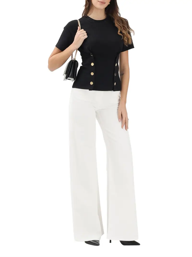 pantalone palazzo elisabetta franchi da donna - avorio