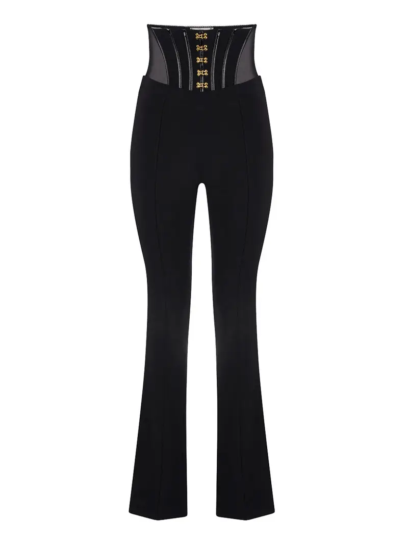 pantalone zampa elisabetta franchi da donna - nero