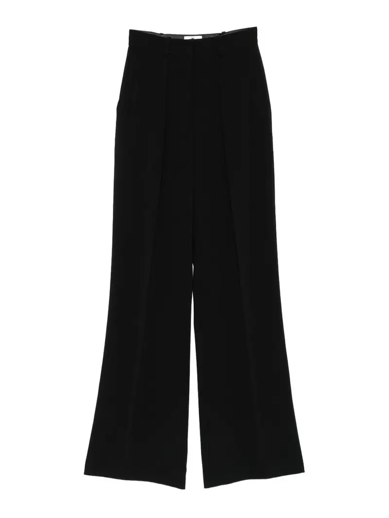 Pantaloni A Gamba Ampia Con Pieghe Nero