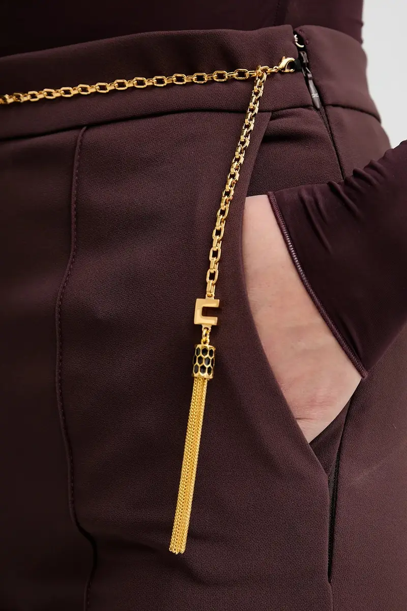 pantaloni donna colore granata PA14157E2 miniatura 4