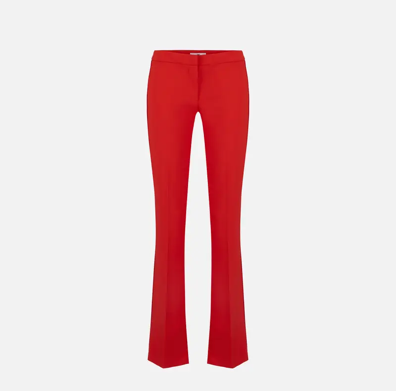 Pantaloni in crêpe leggero con motivi a taglio vivo