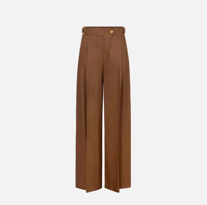 Pantaloni in misto lino con cinturini