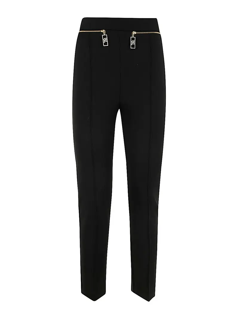 Pantaloni Slim Con Cintura Nero