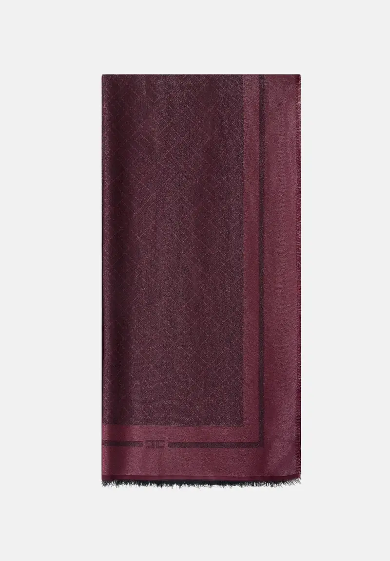 ELISABETTA FRANCHI Pashmina bordeaux da donna con logo