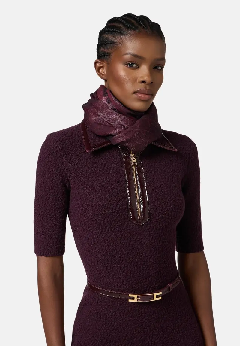 ELISABETTA FRANCHI Pashmina bordeaux da donna con logo miniatura 2