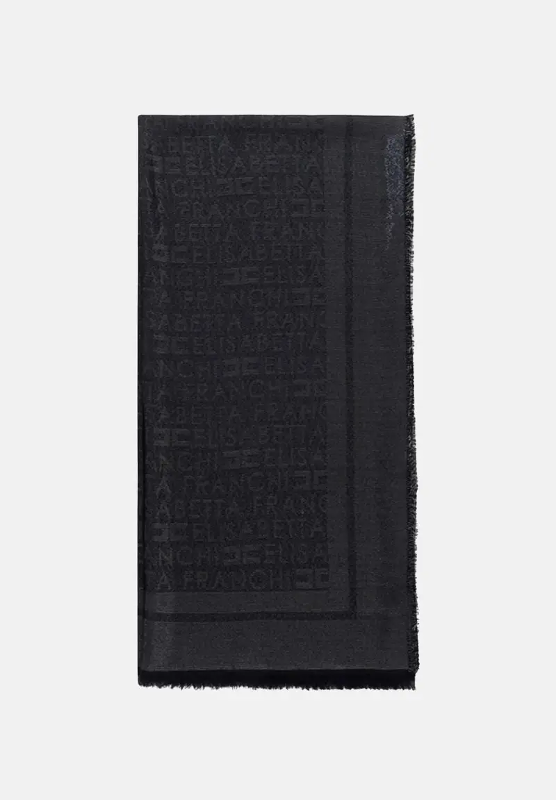 ELISABETTA FRANCHI Pashmina in viscosa e Lurex nera da donna con lavorazione jacquard