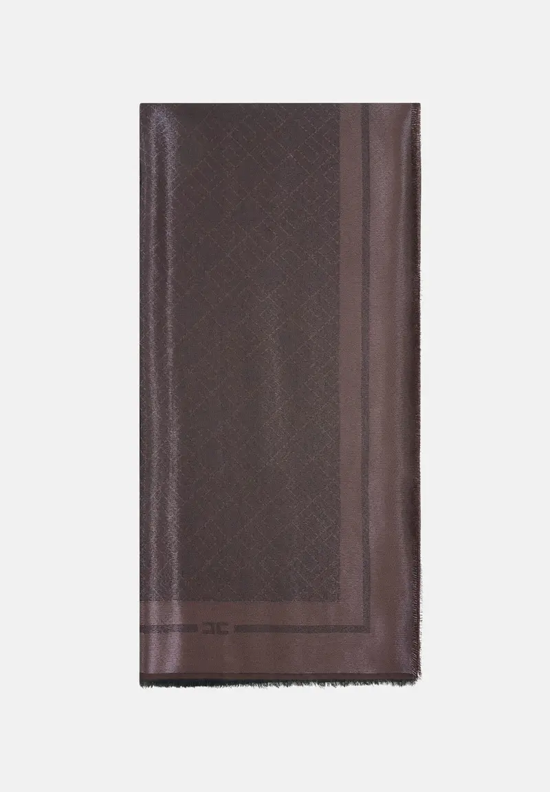 ELISABETTA FRANCHI Pashmina marrone da donna con logo