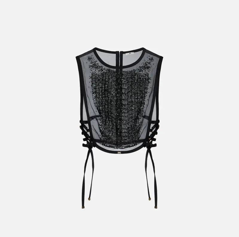 Pettorina in organza con cristalli