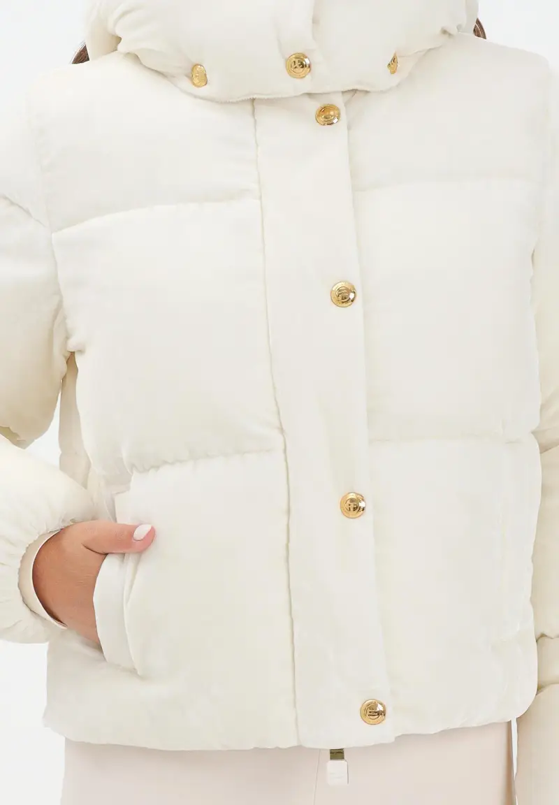 Piumino cropped in velluto latte da donna miniatura 3