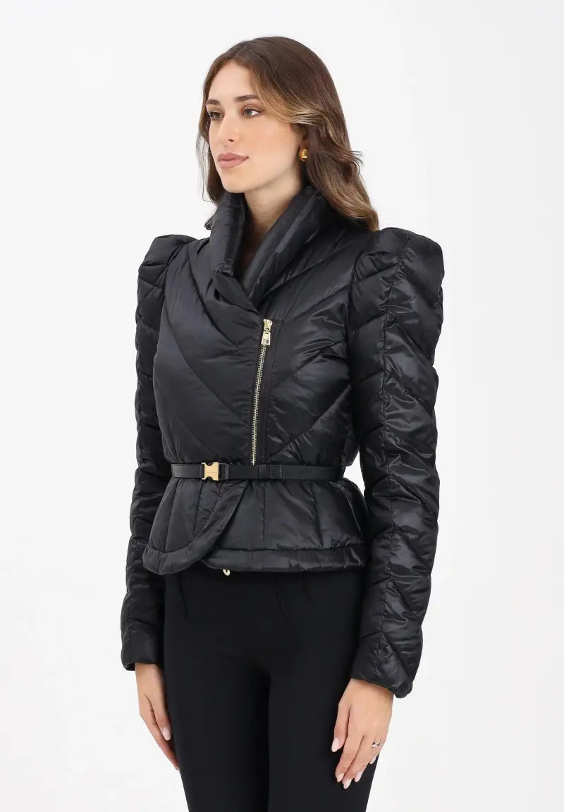 Piumino nero da donna con baschina