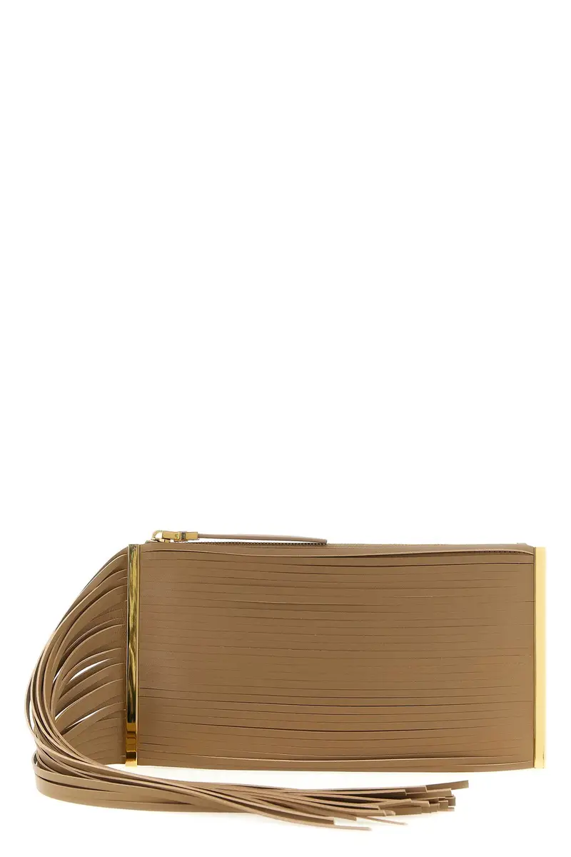 Pochette Frange Beige
