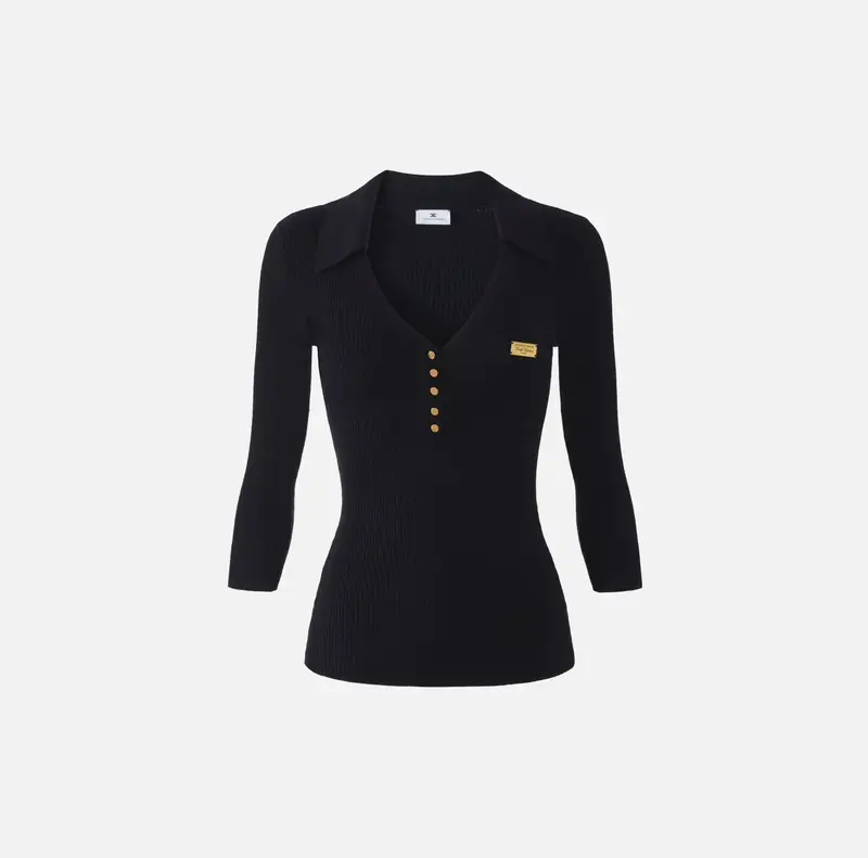 Polo in maglia a micro-trecce