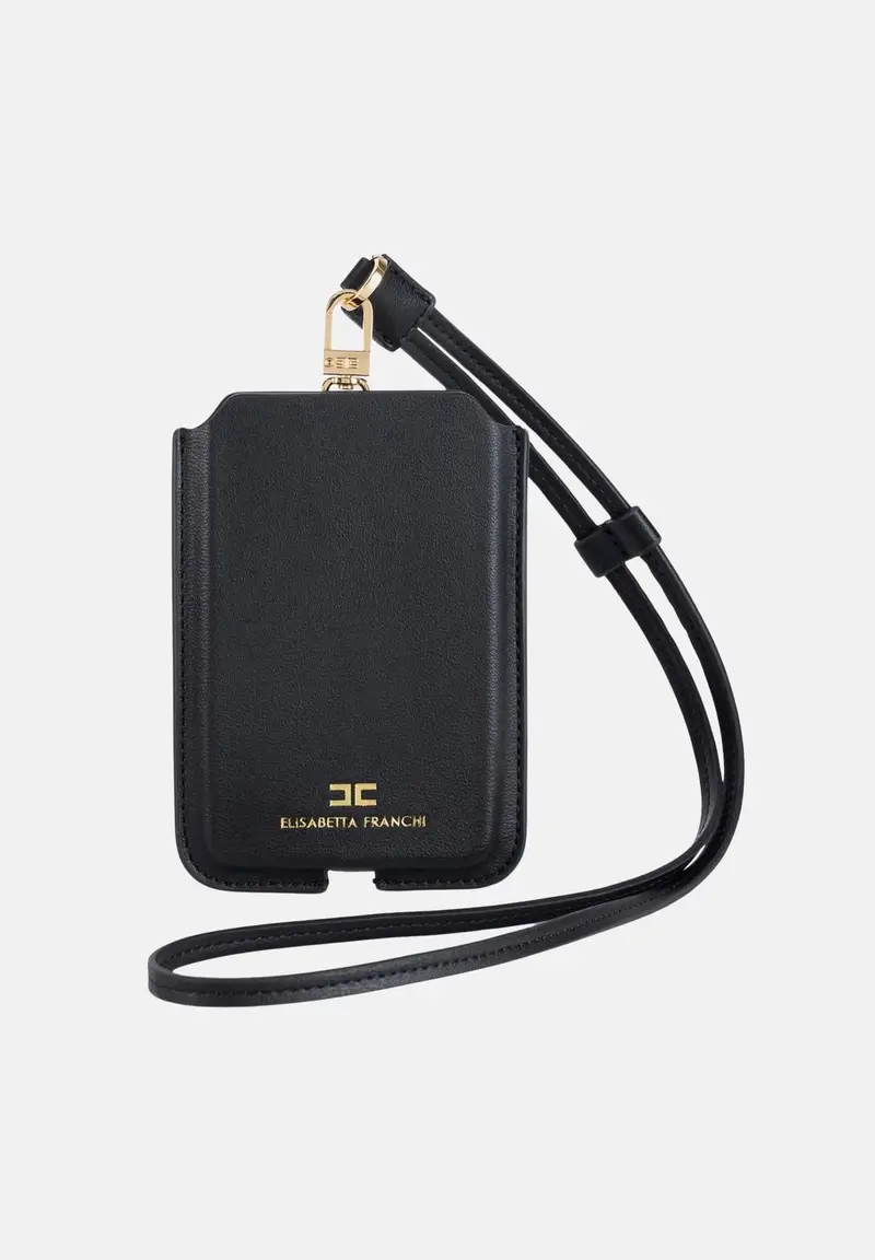 ELISABETTA FRANCHI Porta cellulare medio nero da donna con logo