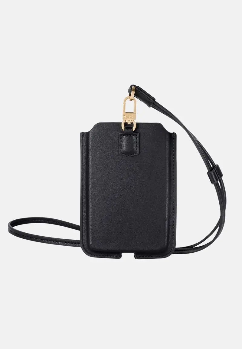 ELISABETTA FRANCHI Porta cellulare medio nero da donna con logo miniatura 2