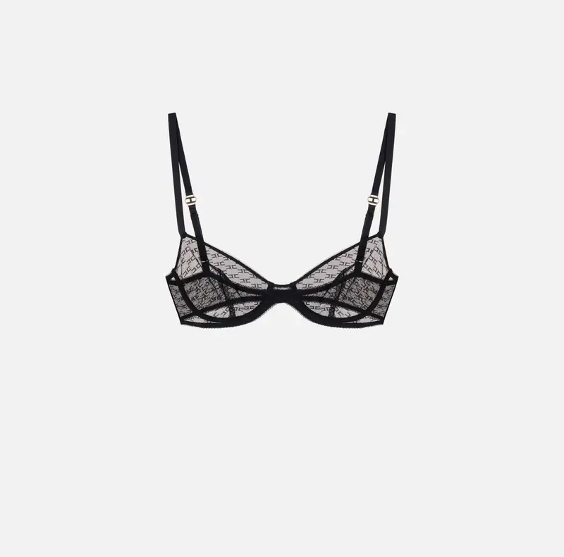 Reggiseno in tulle con fantasia monogram