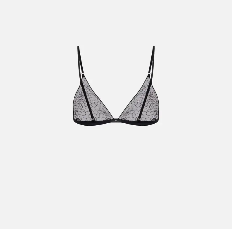 Reggiseno in tulle jacquard e raso