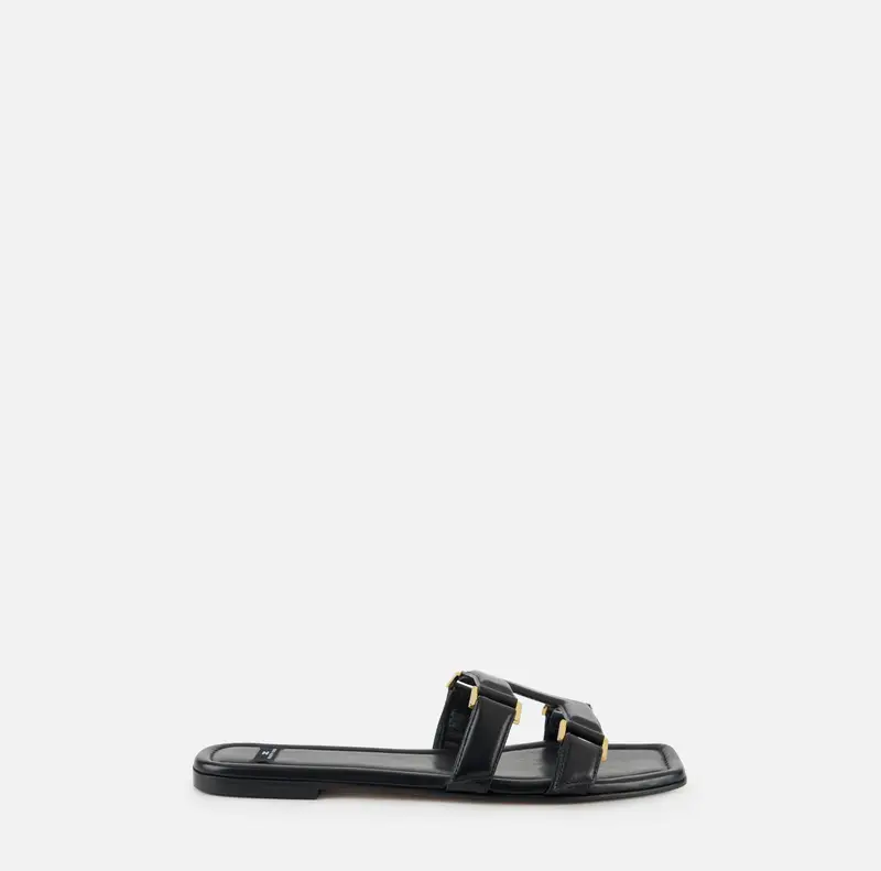 Sandali flat in pelle nappata