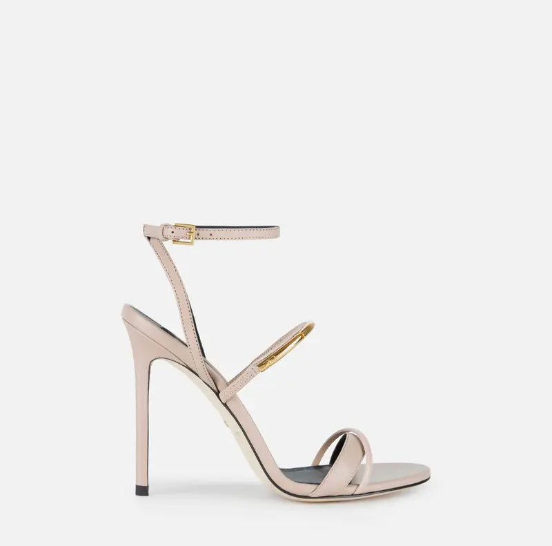 Sandali in pelle con dettaglio gioiello