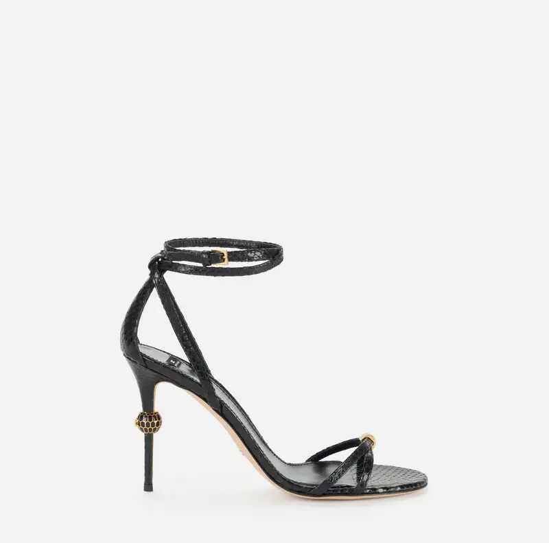 Sandali in pelle con tacco gioiello