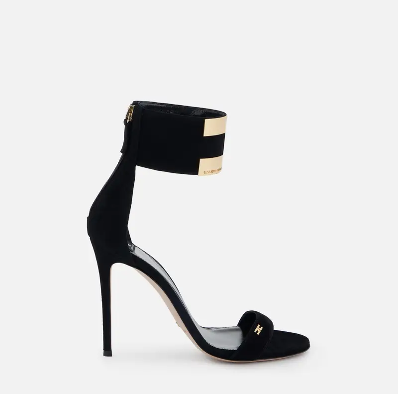 Sandali in suede con logo gioiello