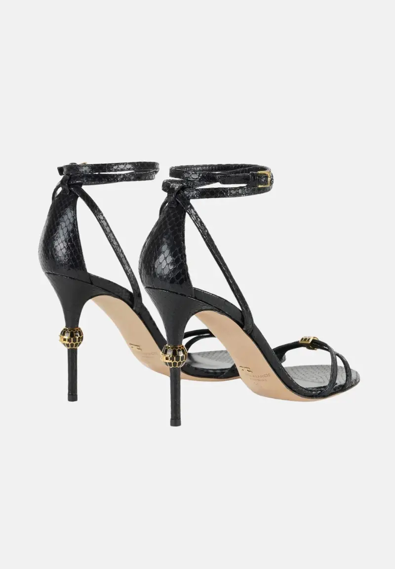 Sandali neri da donna con tacco gioiello miniatura 2