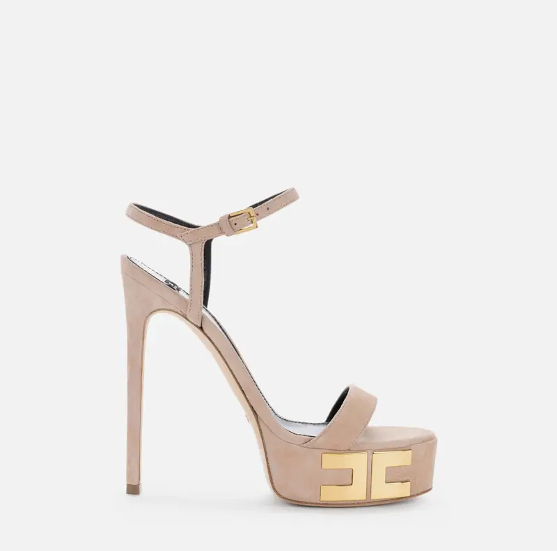 Sandali plateau Crown in camoscio