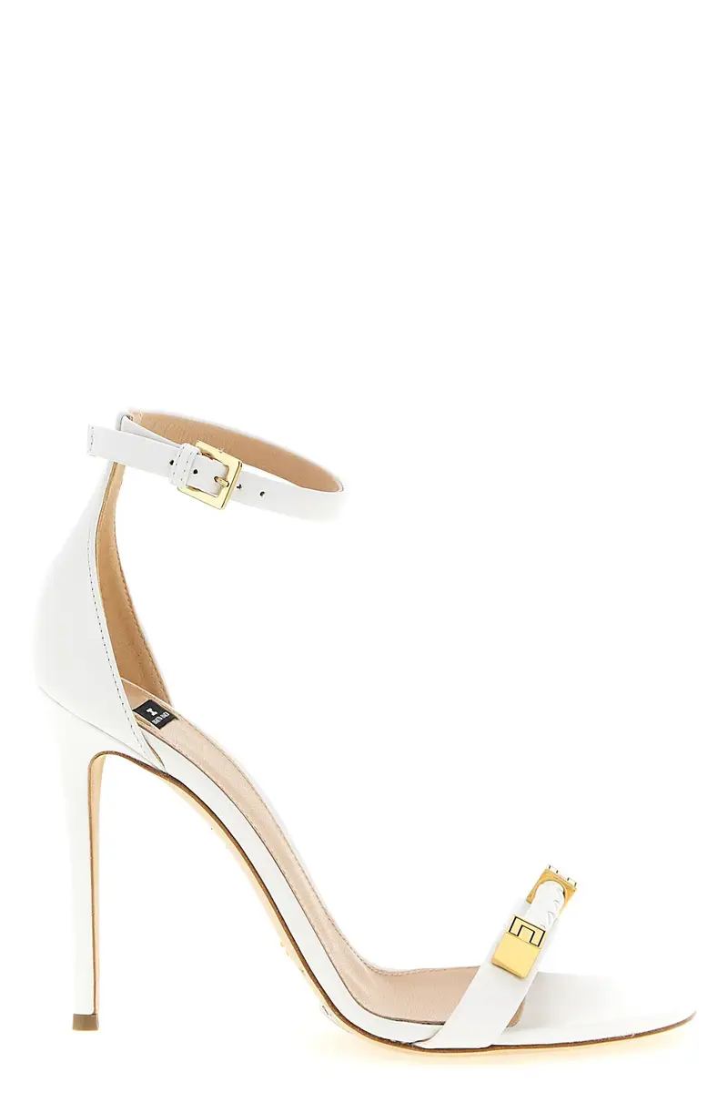 Elisabetta Franchi Sandali in Pelle Bianco con Tacco a Spillo