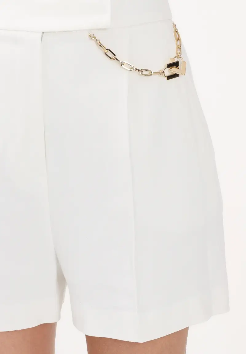 Shorts avorio da donna con logo gioiello miniatura 3
