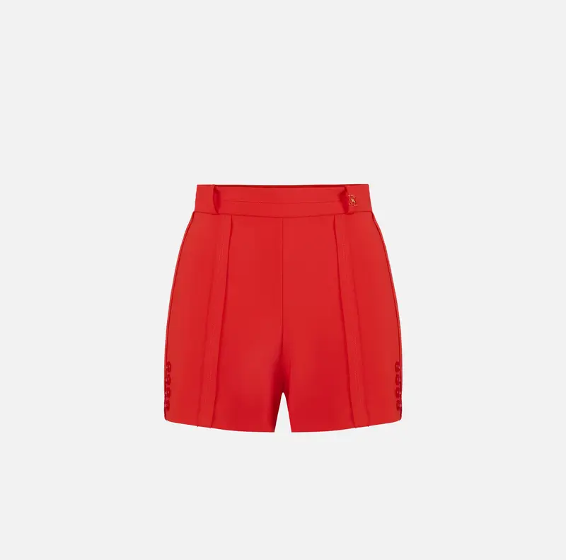 Shorts in crêpe leggero con tessuto a taglio vivo