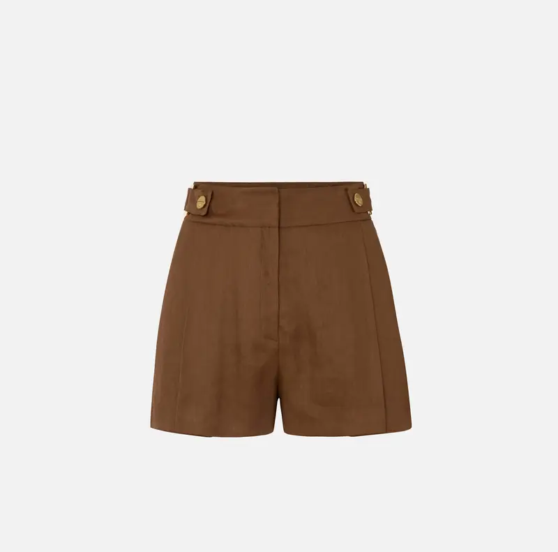 Shorts in misto lino con cinturini
