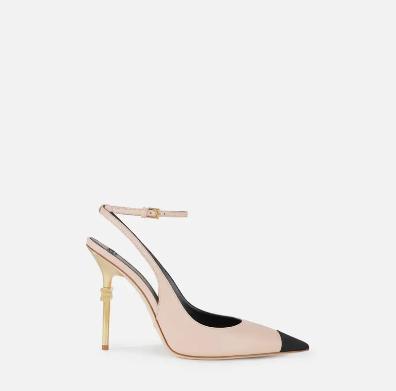 Slingback Falcon in nappa e gros-grain