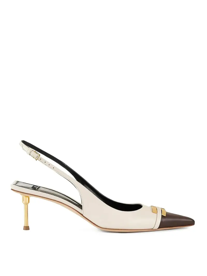 Slingback in pelle bicolore Beige