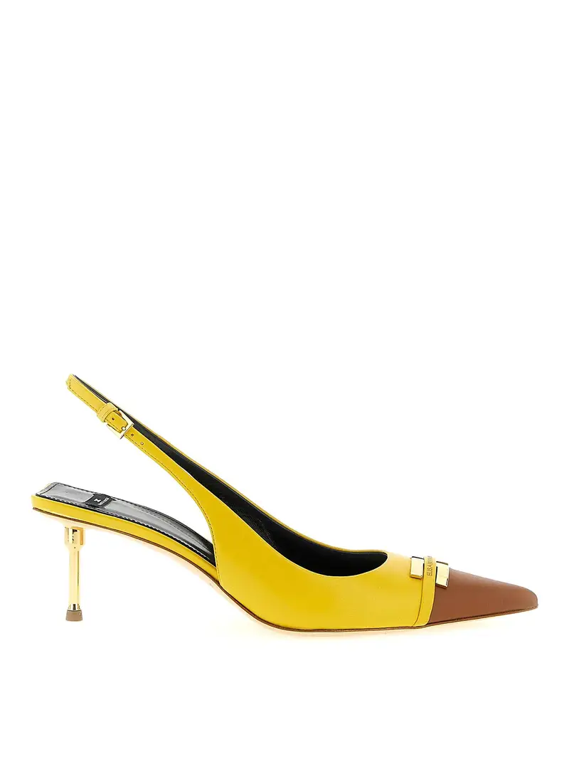 Slingback in pelle Giallo