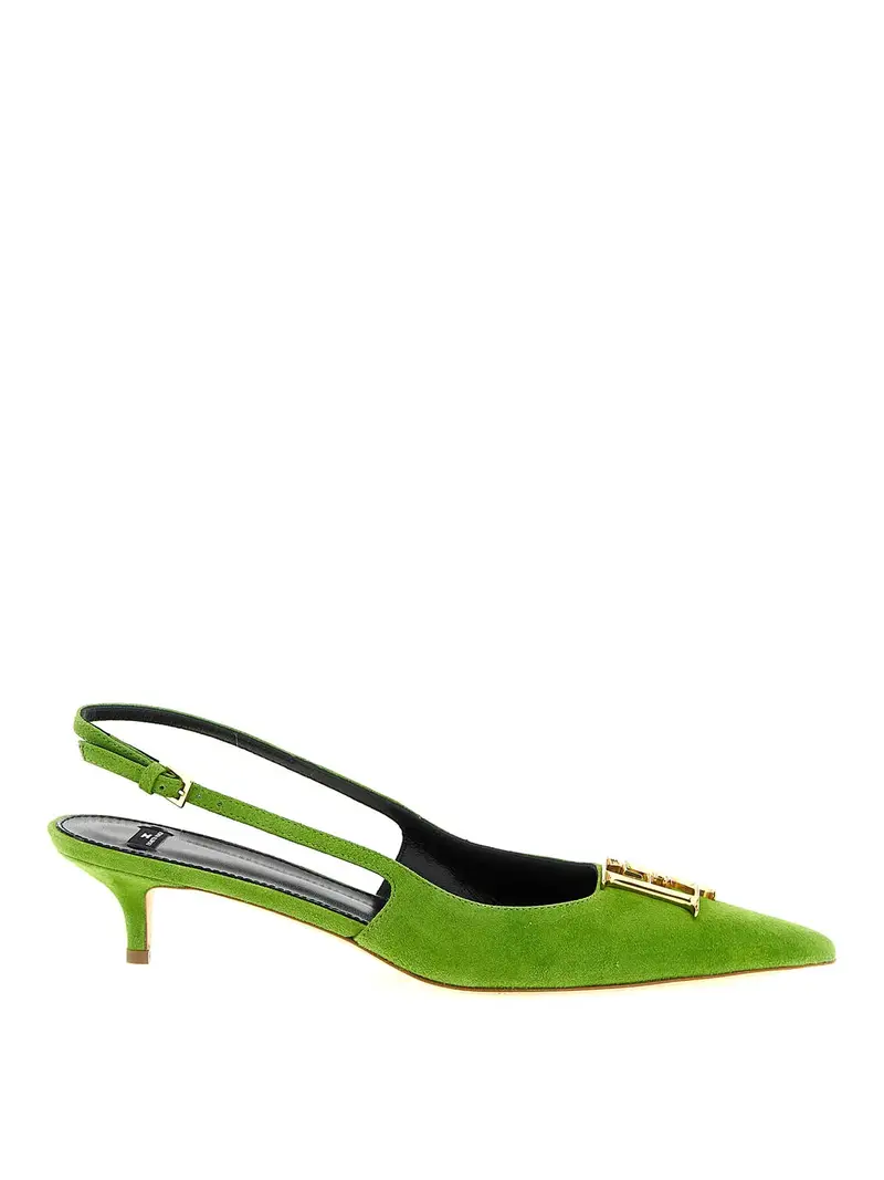Slingback in pelle scamosciata Verde