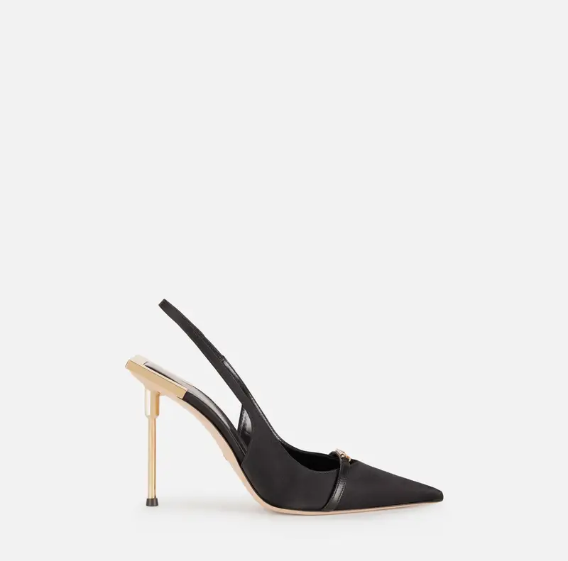 Slingback in satin con tacco scultura