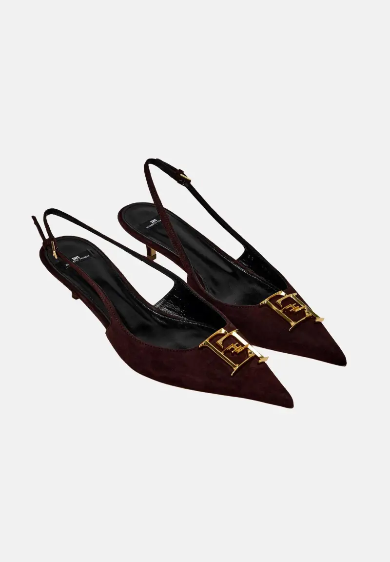 Slingback realizzate in suede cacao da donna miniatura 2