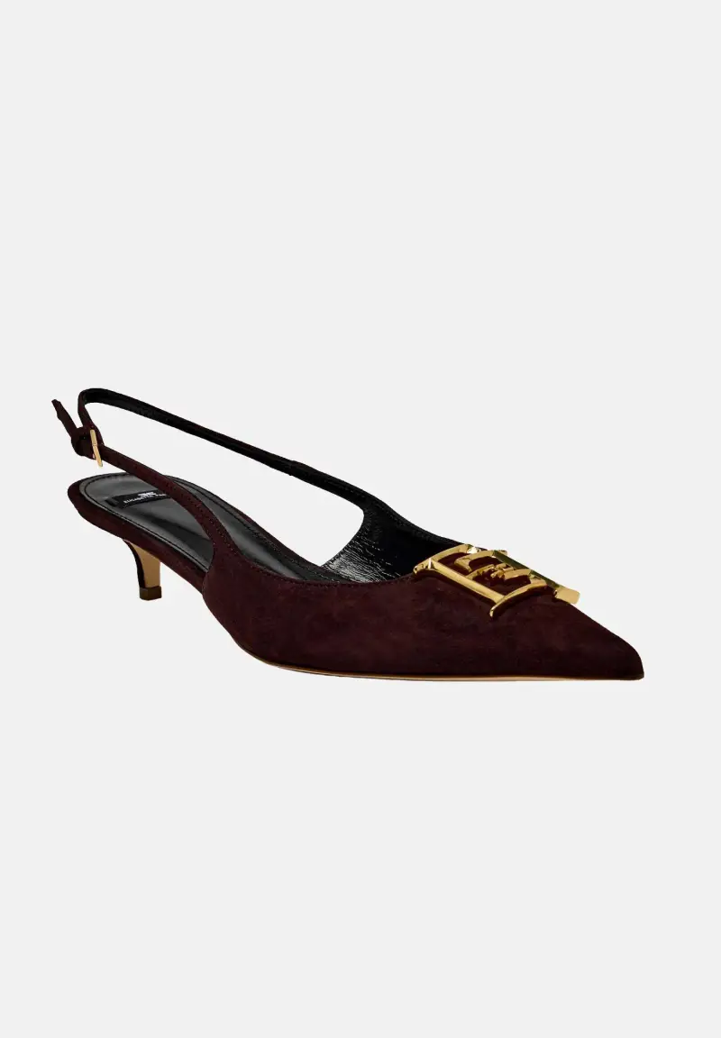 Slingback realizzate in suede cacao da donna