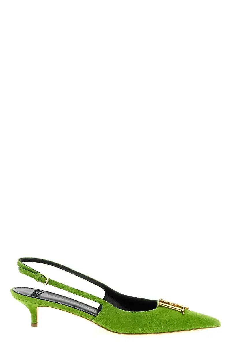 Elisabetta Franchi Slingback Verde in Suede