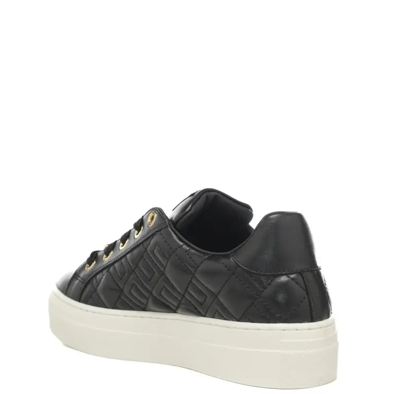 sneakers da bambina in vera pelle con tomaia trapuntata nere miniatura 3