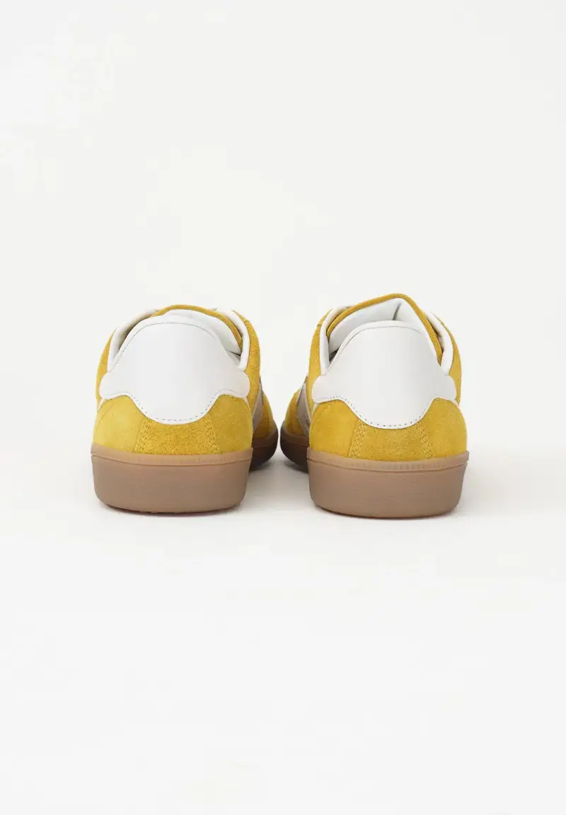 Sneakers gialle e avorio da donna con logo miniatura 2