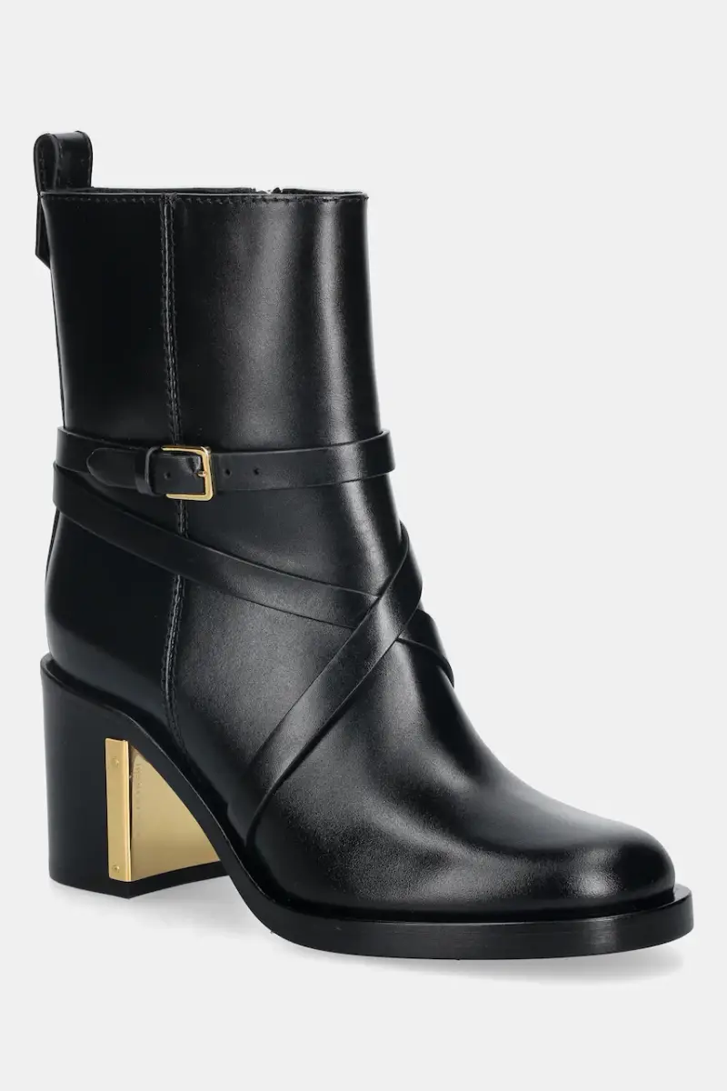 stivaletti alla caviglia in pelle colore nero SA85B56E2