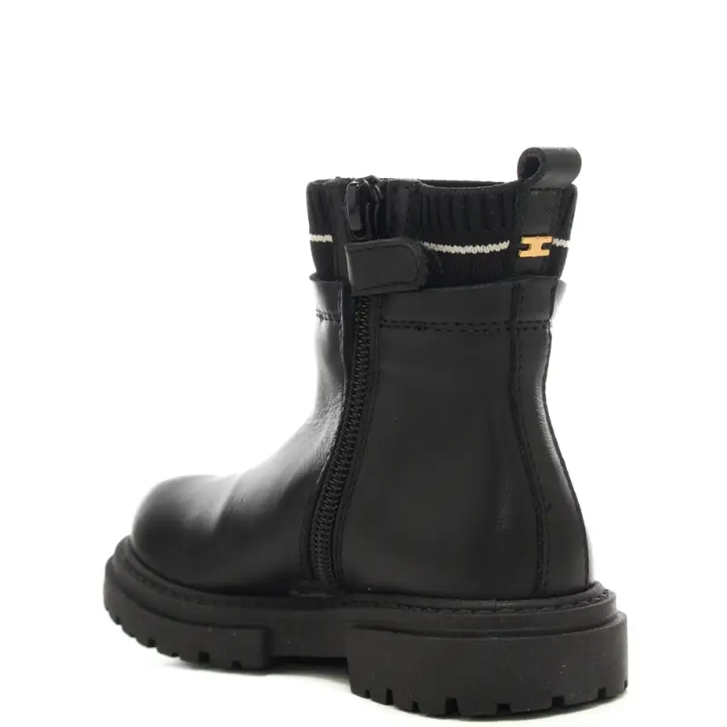 stivaletti da bambina con tessuto a costine nella parte alta neri miniatura 3