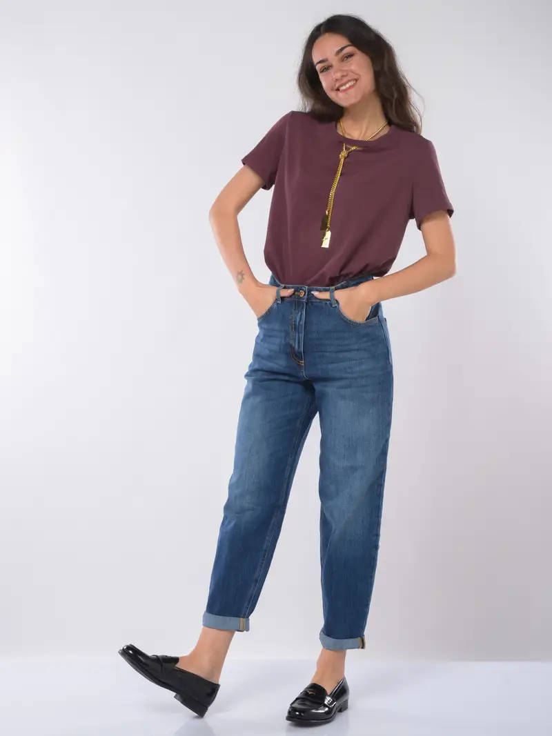 t Shirt da donna Elisabetta Franchi girocollo con collana Rosso miniatura 2