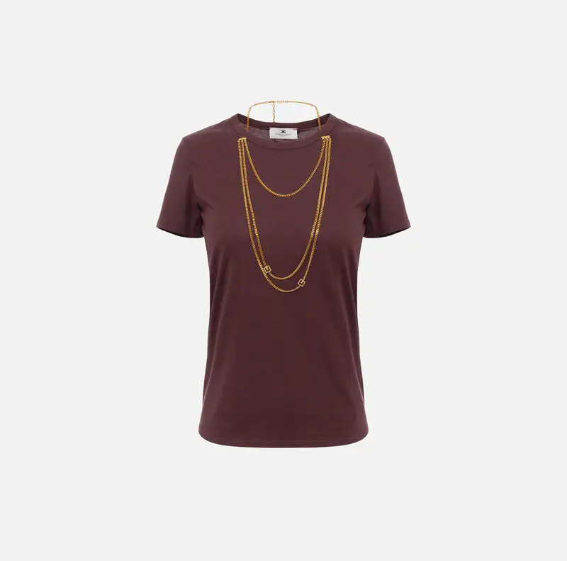 T-shirt in jersey con accessorio gioiello