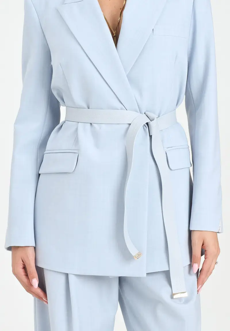 ELISABETTA FRANCHI Tailleur celeste da donna con cintura miniatura 2