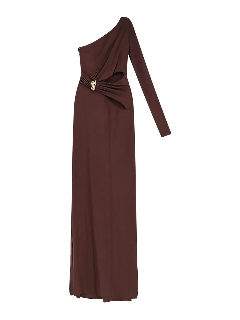 Tappeto Rosso Vestito Lungo Marrone