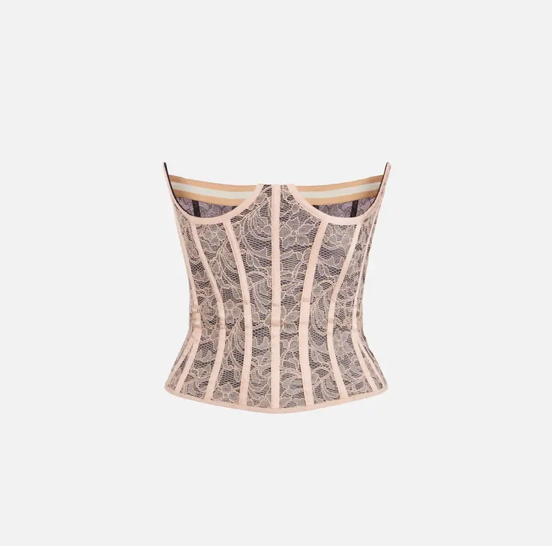 Top bustier in pizzo floreale