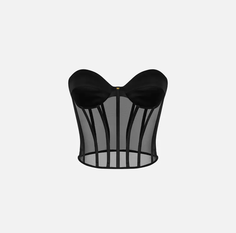 Top bustier in tulle e satin