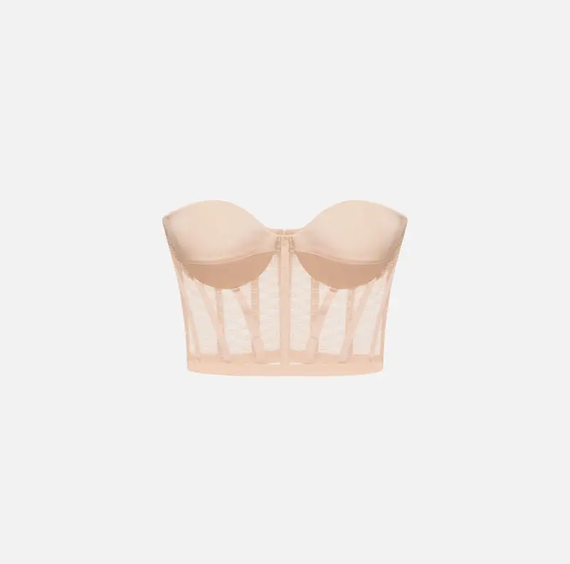 Top bustier in tulle monogram